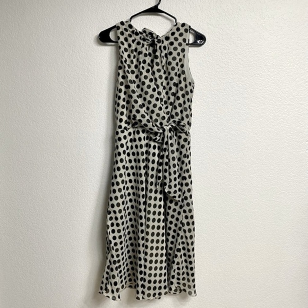 KARIN STEVENS Black & White Polka Dot Dress (Size 8)